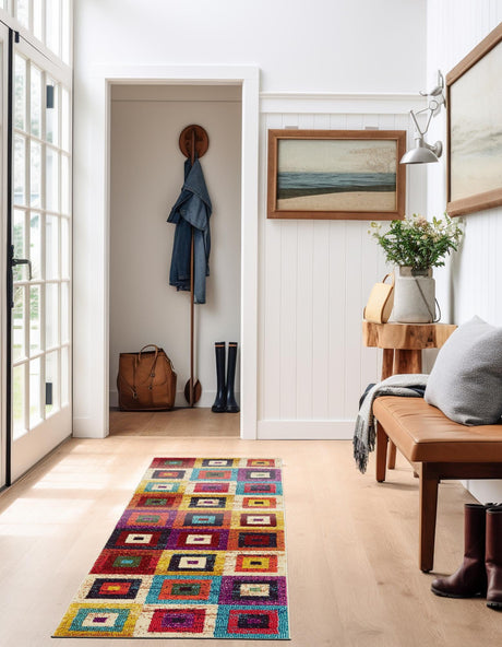 Multicolor 2' 2 x 6' 9 Estrella Runner Area Rug 100% Polypropylene Non-Shedding Stain Resistant Carpet Colorful Modern Abstract Design Easy Clean for Home Decor for Sale at Rug Engine