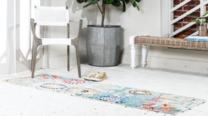Beige 2' 2 x 6' 9 Estrella Runner Area Rug 100% Polypropylene Non-Shedding Stain Resistant Carpet Colorful Modern Abstract Design Easy Clean for Home Decor for Sale at Rug Engine