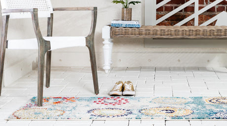 Beige 2' 2 x 6' 9 Estrella Runner Area Rug 100% Polypropylene Non-Shedding Stain Resistant Carpet Colorful Modern Abstract Design Easy Clean for Home Decor for Sale at Rug Engine