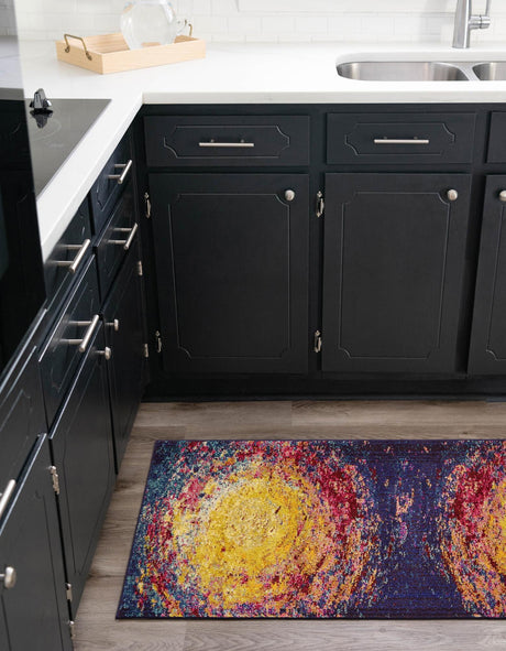 Multicolor 2' 7 x 10' Estrella Runner Area Rug 100% Polypropylene Non-Shedding Stain Resistant Carpet Colorful Modern Abstract Design Easy Clean for Home Decor for Sale at Rug Engine