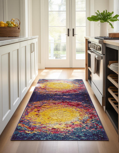 Multicolor 2' 7 x 10' Estrella Runner Area Rug 100% Polypropylene Non-Shedding Stain Resistant Carpet Colorful Modern Abstract Design Easy Clean for Home Decor for Sale at Rug Engine