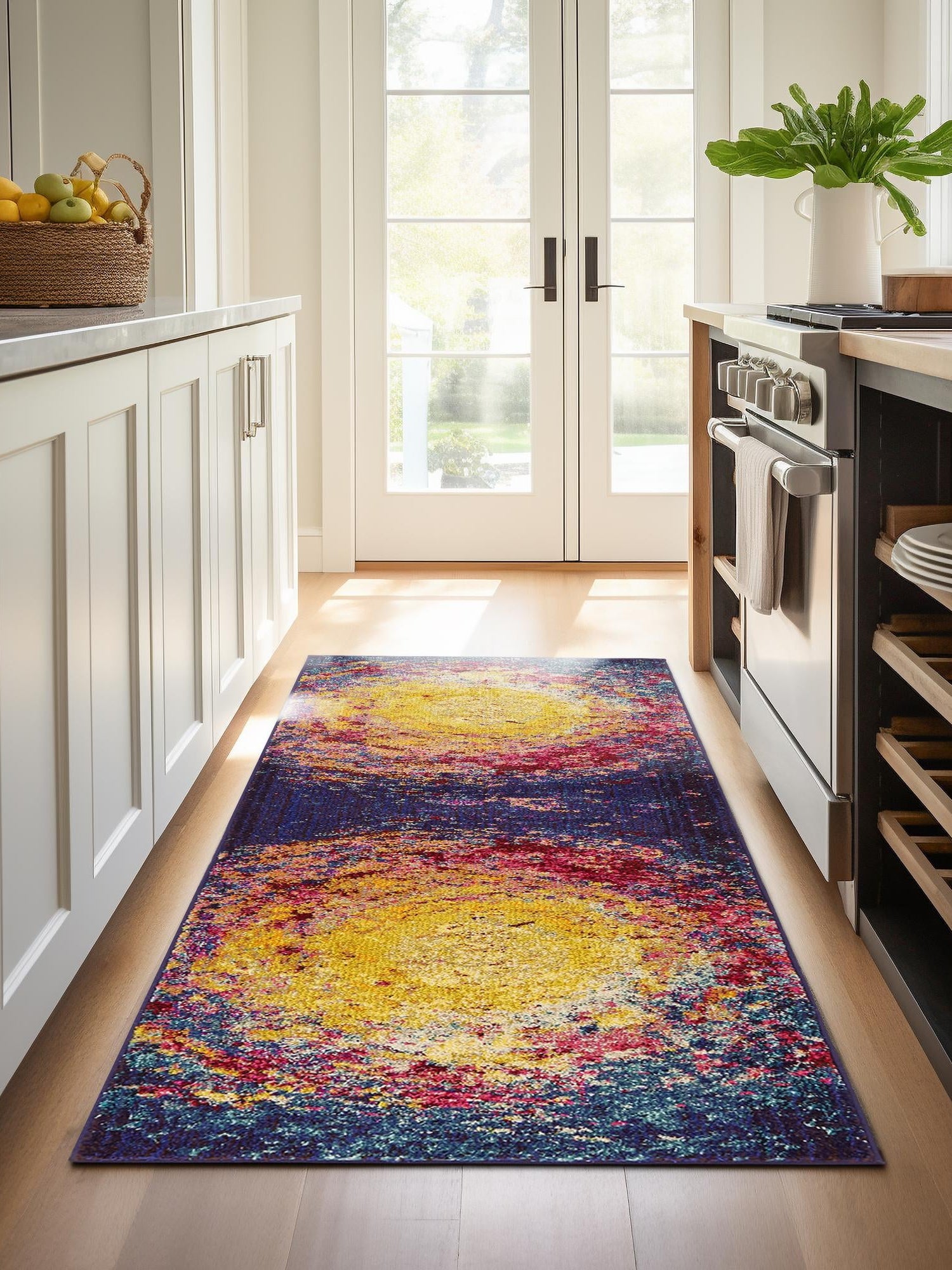 Multicolor 2' 2 x 6' 9 Estrella Runner Area Rug 100% Polypropylene Non-Shedding Stain Resistant Carpet Colorful Modern Abstract Design Easy Clean for Home Decor for Sale at Rug Engine
