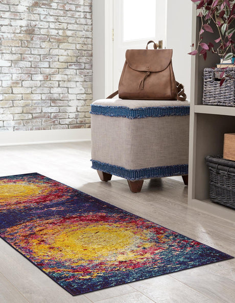 Multicolor 2' 7 x 10' Estrella Runner Area Rug 100% Polypropylene Non-Shedding Stain Resistant Carpet Colorful Modern Abstract Design Easy Clean for Home Decor for Sale at Rug Engine