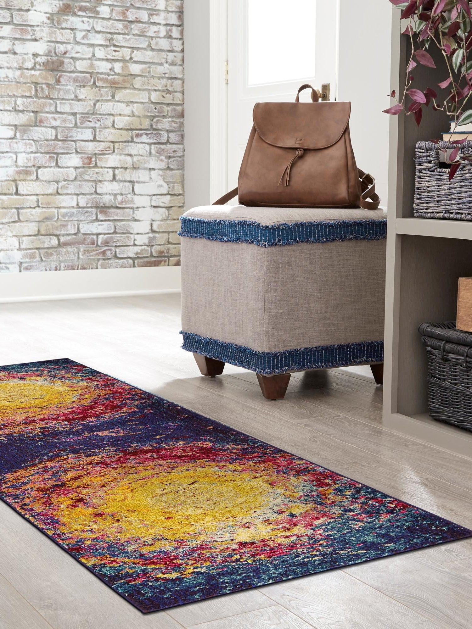 Multicolor 2' 2 x 6' 9 Estrella Runner Area Rug 100% Polypropylene Non-Shedding Stain Resistant Carpet Colorful Modern Abstract Design Easy Clean for Home Decor for Sale at Rug Engine