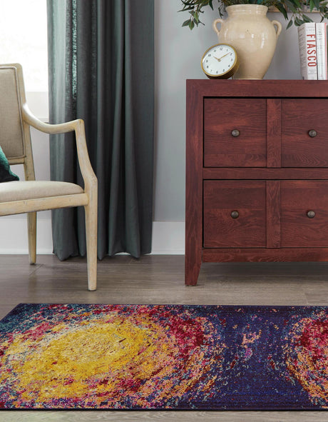 Multicolor 2' 7 x 10' Estrella Runner Area Rug 100% Polypropylene Non-Shedding Stain Resistant Carpet Colorful Modern Abstract Design Easy Clean for Home Decor for Sale at Rug Engine