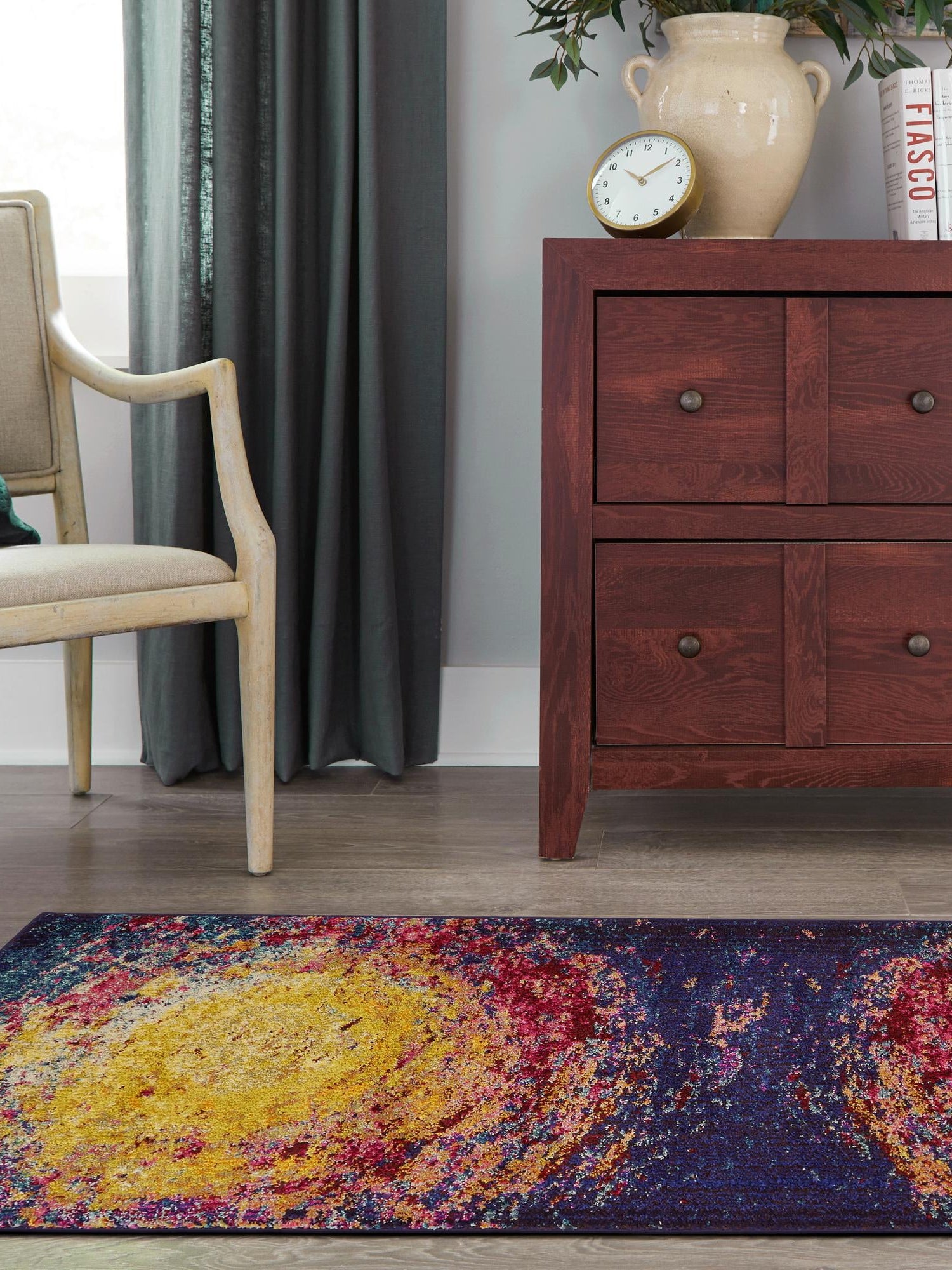 Multicolor 2' 2 x 6' 9 Estrella Runner Area Rug 100% Polypropylene Non-Shedding Stain Resistant Carpet Colorful Modern Abstract Design Easy Clean for Home Decor for Sale at Rug Engine