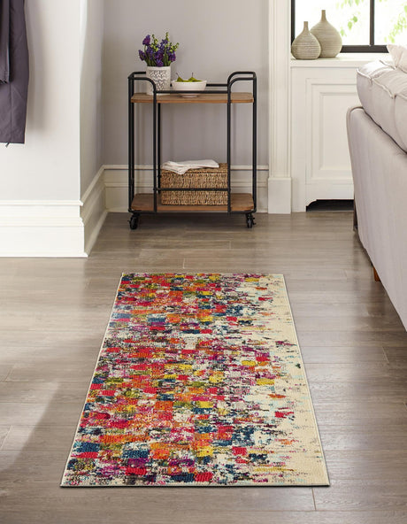 Multicolor 2' 7 x 10' Estrella Runner Area Rug 100% Polypropylene Non-Shedding Stain Resistant Carpet Colorful Modern Abstract Design Easy Clean for Home Decor for Sale at Rug Engine