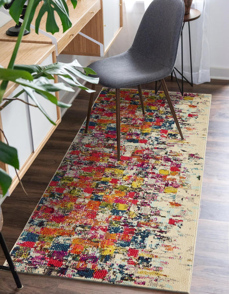 Multicolor 2' 7 x 10' Estrella Runner Area Rug 100% Polypropylene Non-Shedding Stain Resistant Carpet Colorful Modern Abstract Design Easy Clean for Home Decor for Sale at Rug Engine