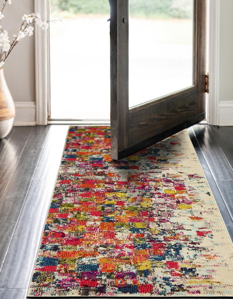 Multicolor 2' 7 x 10' Estrella Runner Area Rug 100% Polypropylene Non-Shedding Stain Resistant Carpet Colorful Modern Abstract Design Easy Clean for Home Decor for Sale at Rug Engine
