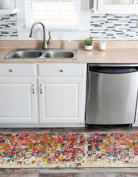 Multicolor 2' 2 x 6' 9 Estrella Runner Area Rug 100% Polypropylene Non-Shedding Stain Resistant Carpet Colorful Modern Abstract Design Easy Clean for Home Decor for Sale at Rug Engine