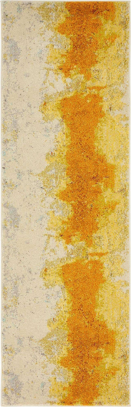 Yellow 2' 2 x 6' 9 Estrella Runner Area Rug 100% Polypropylene Non-Shedding Stain Resistant Carpet Colorful Modern Abstract Design Easy Clean for Home Decor for Sale at Rug Engine