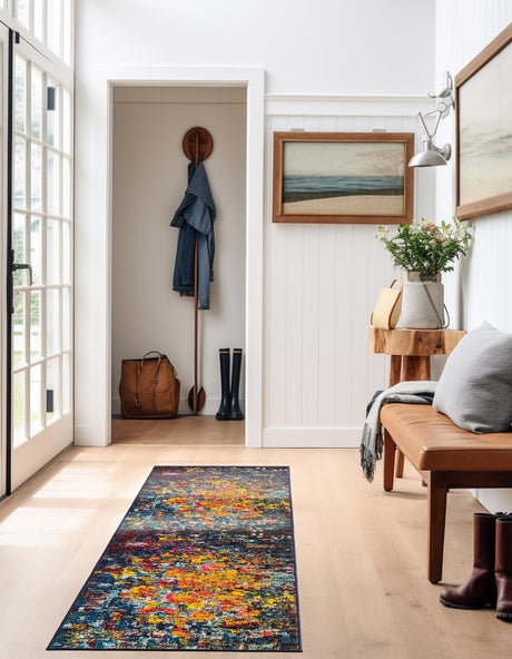 Multicolor 2' 7 x 10' Estrella Runner Area Rug 100% Polypropylene Non-Shedding Stain Resistant Carpet Colorful Modern Abstract Design Easy Clean for Home Decor for Sale at Rug Engine