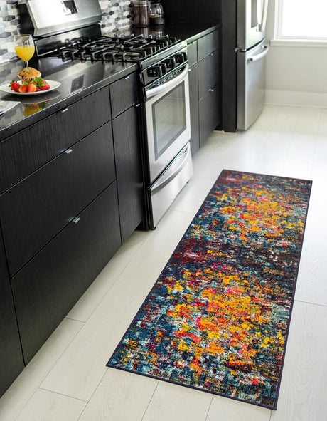Multicolor 2' 7 x 10' Estrella Runner Area Rug 100% Polypropylene Non-Shedding Stain Resistant Carpet Colorful Modern Abstract Design Easy Clean for Home Decor for Sale at Rug Engine