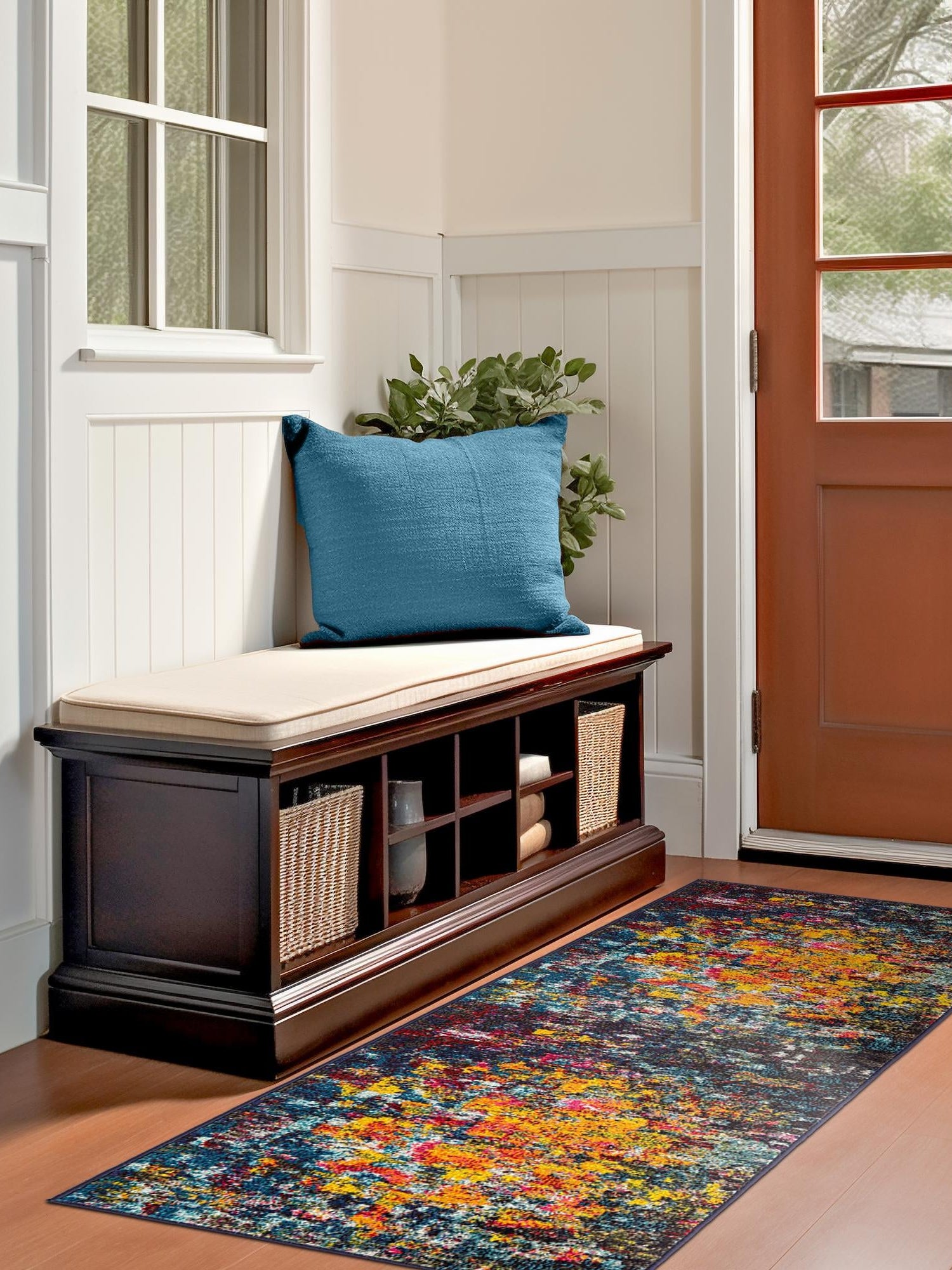 Multicolor 2' 2 x 6' 9 Estrella Runner Area Rug 100% Polypropylene Non-Shedding Stain Resistant Carpet Colorful Modern Abstract Design Easy Clean for Home Decor for Sale at Rug Engine