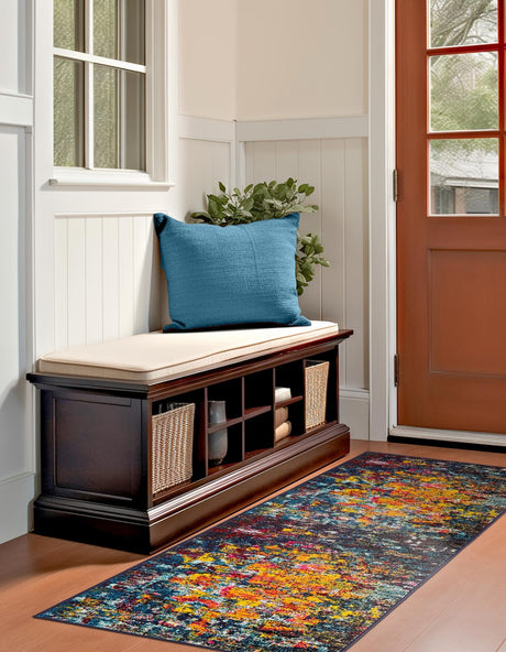 Multicolor 2' 2 x 6' 9 Estrella Runner Area Rug 100% Polypropylene Non-Shedding Stain Resistant Carpet Colorful Modern Abstract Design Easy Clean for Home Decor for Sale at Rug Engine