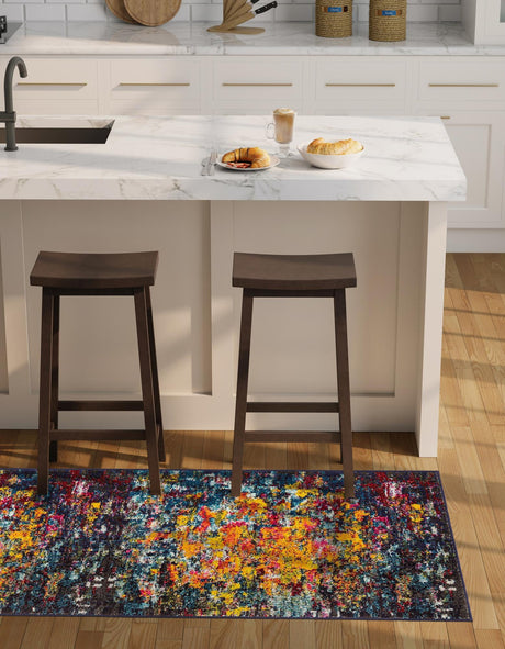 Multicolor 2' 7 x 10' Estrella Runner Area Rug 100% Polypropylene Non-Shedding Stain Resistant Carpet Colorful Modern Abstract Design Easy Clean for Home Decor for Sale at Rug Engine