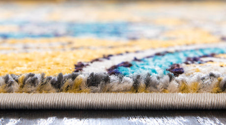 Gold 8' x 8' Estrella Round Area Rug 100% Polypropylene Non-Shedding Stain Resistant Carpet Colorful Modern Abstract Design Easy Clean for Home Decor for Sale at Rug Engine