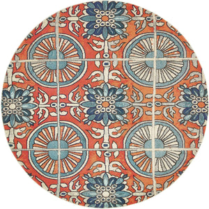 Orange 8' x 8' Estrella Round Area Rug 100% Polypropylene Non-Shedding Stain Resistant Carpet Colorful Modern Abstract Design Easy Clean for Home Decor for Sale at Rug Engine