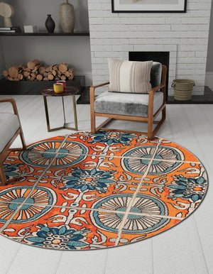 Orange 6' 1 x 6' 1 Estrella Round Rug