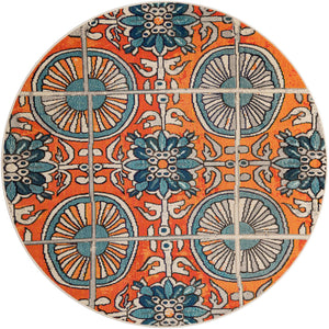 Orange 6' 1 x 6' 1 Estrella Round Rug