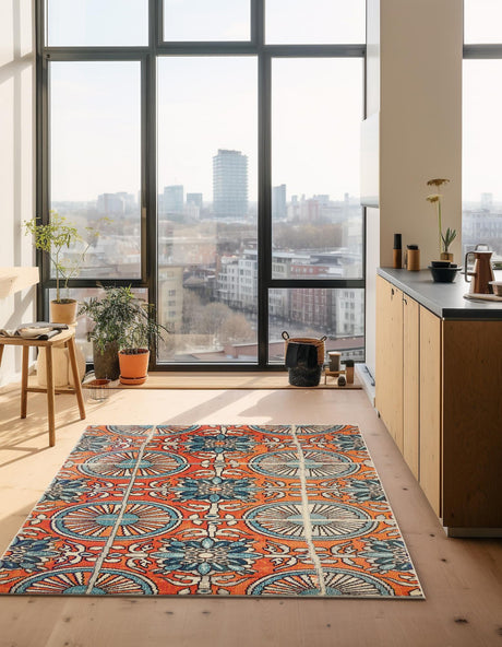 Orange 9' x 12' 2 Estrella Rectangle Area Rug 100% Polypropylene Non-Shedding Stain Resistant Carpet Colorful Modern Abstract Design Easy Clean for Home Decor for Sale at Rug Engine