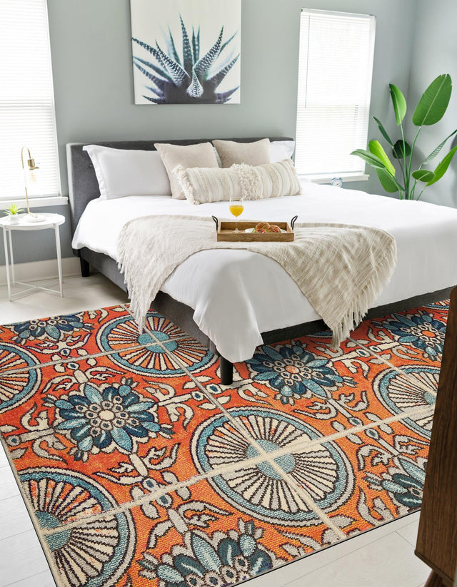 Orange 9' x 12' 2 Estrella Rectangle Rug