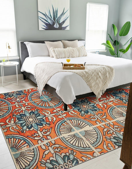 Orange 3' 3 x 5' 3 Estrella Rectangle Area Rug 100% Polypropylene Non-Shedding Stain Resistant Carpet Colorful Modern Abstract Design Easy Clean for Home Decor for Sale at Rug Engine