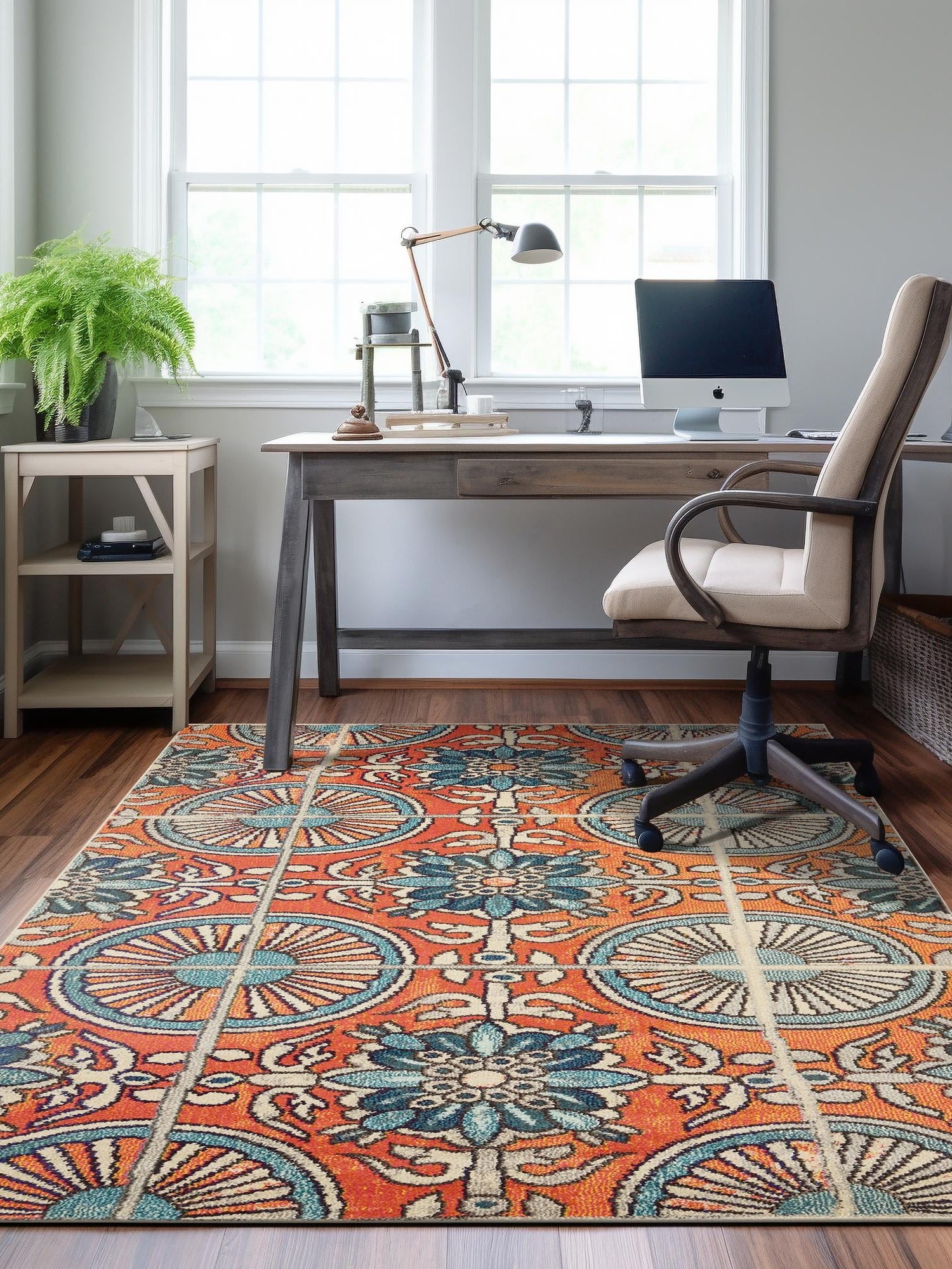 Orange 5' 1 x 8' Estrella Rectangle Area Rug 100% Polypropylene Non-Shedding Stain Resistant Carpet Colorful Modern Abstract Design Easy Clean for Home Decor for Sale at Rug Engine