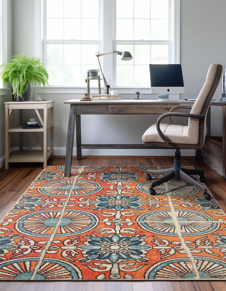 Orange 9' x 12' 2 Estrella Rectangle Area Rug 100% Polypropylene Non-Shedding Stain Resistant Carpet Colorful Modern Abstract Design Easy Clean for Home Decor for Sale at Rug Engine