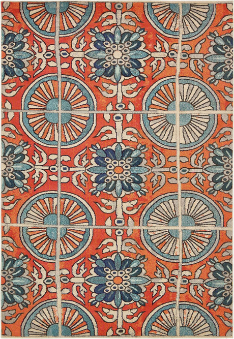 Orange 7' 1 x 10' Estrella Rectangle Area Rug 100% Polypropylene Non-Shedding Stain Resistant Carpet Colorful Modern Abstract Design Easy Clean for Home Decor for Sale at Rug Engine