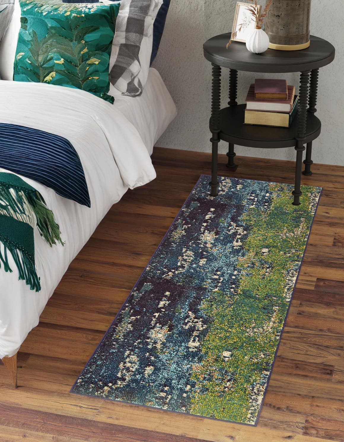 Navy Blue 2' 2 x 6' 9 Estrella Runner Area Rug 100% Polypropylene Non-Shedding Stain Resistant Carpet Colorful Modern Abstract Design Easy Clean for Home Decor for Sale at Rug Engine