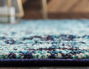 Blue 2' 7 x 10' Medici Runner Area Rug 100% Polypropylene Traditional Vintage Classic Carpet for Home Interior Design Decor for Sale at Rug Engine