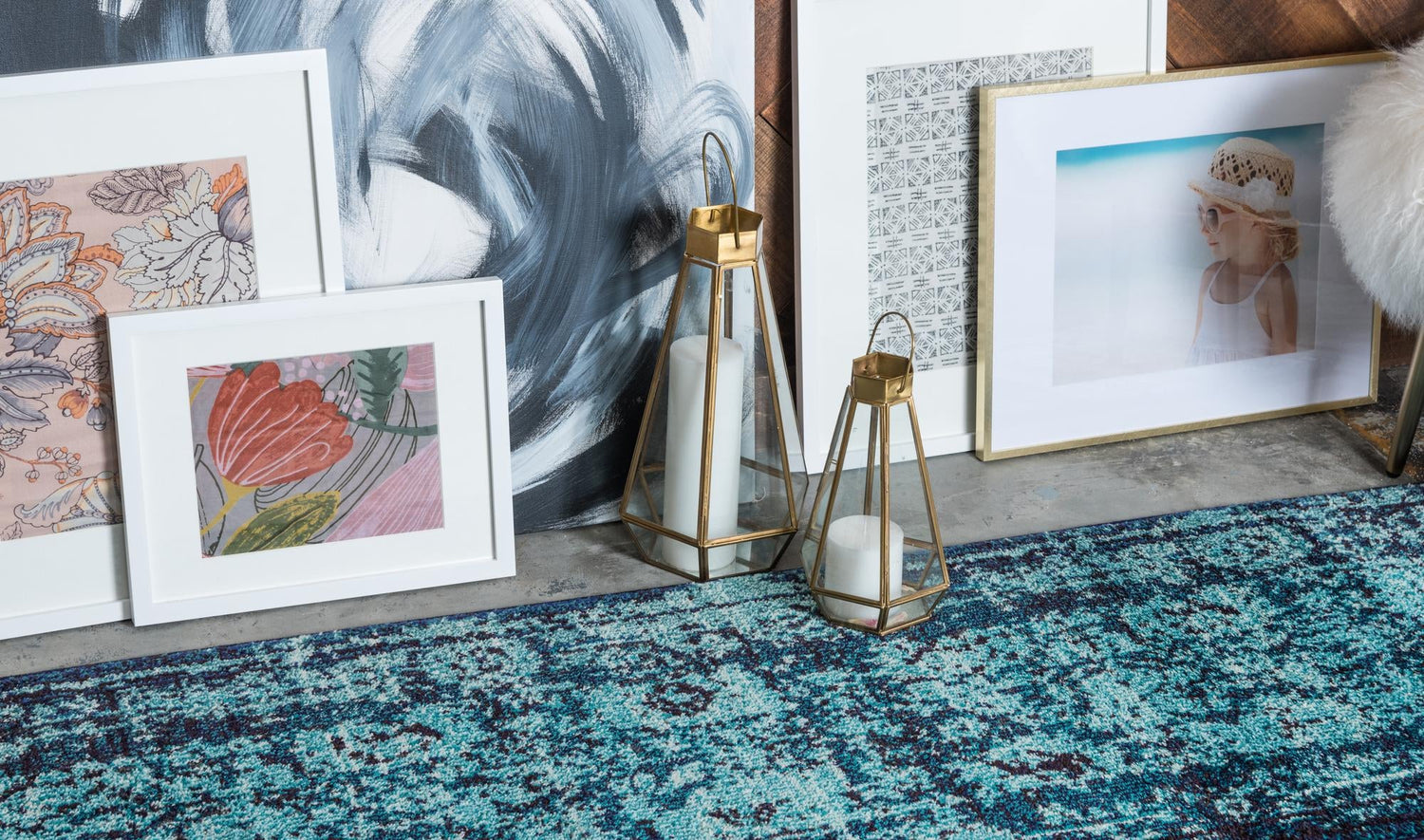 Blue 2' 7 x 10' Medici Runner Area Rug 100% Polypropylene Traditional Vintage Classic Carpet for Home Interior Design Decor for Sale at Rug Engine