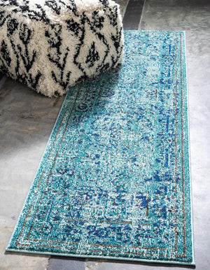 Light Blue 2' 2 x 7' Medici Runner Rug