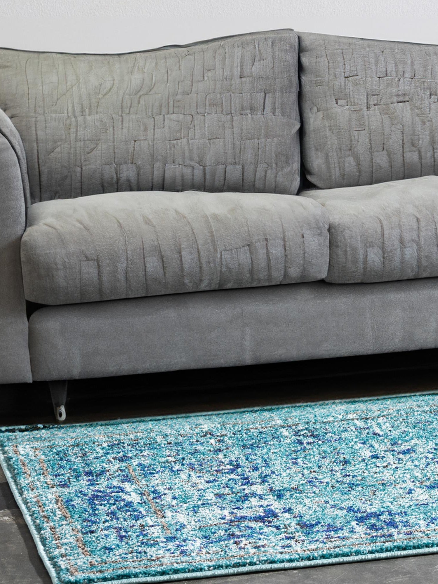 Light Blue 2' 7 x 10' Medici Runner Area Rug 100% Polypropylene Traditional Vintage Classic Carpet for Home Interior Design Decor for Sale at Rug Engine