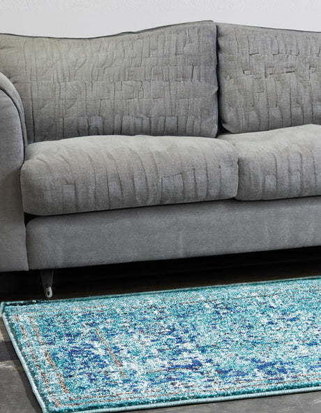 Light Blue 2' 7 x 10' Medici Runner Area Rug 100% Polypropylene Traditional Vintage Classic Carpet for Home Interior Design Decor for Sale at Rug Engine