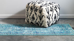 Light Blue 2' 7 x 10' Medici Runner Area Rug 100% Polypropylene Traditional Vintage Classic Carpet for Home Interior Design Decor for Sale at Rug Engine