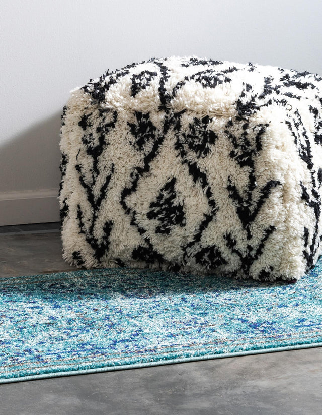 Light Blue 2' 7 x 10' Medici Runner Area Rug 100% Polypropylene Traditional Vintage Classic Carpet for Home Interior Design Decor for Sale at Rug Engine