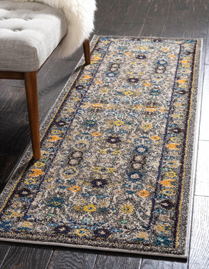 Gray 2' 2 x 6' 9 Medici Runner Area Rug 100% Polypropylene Traditional Vintage Classic Carpet for Home Interior Design Decor for Sale at Rug Engine