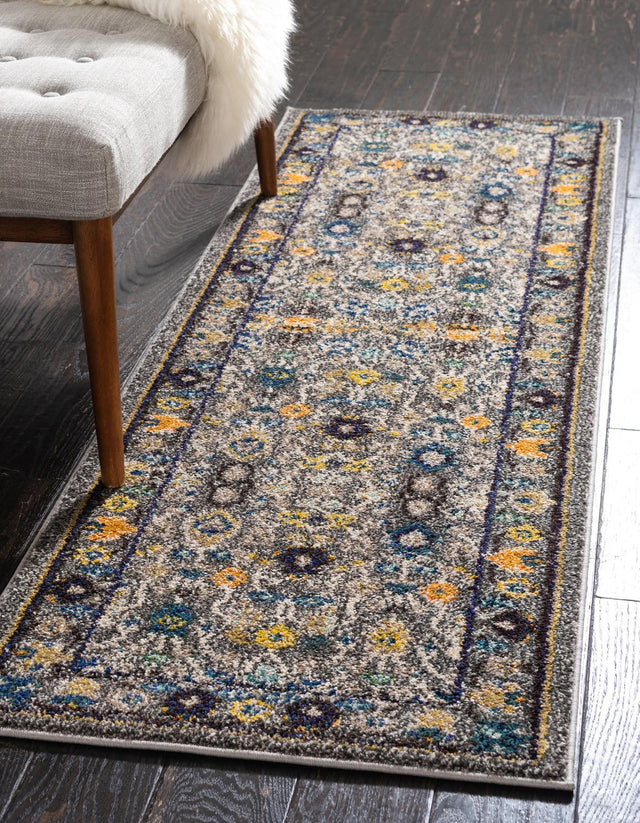 Gray 2' 2 x 6' 9 Medici Runner Area Rug 100% Polypropylene Traditional Vintage Classic Carpet for Home Interior Design Decor for Sale at Rug Engine