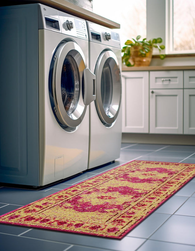 Pink 2' 2 x 6' 9 Medici Runner Area Rug 100% Polypropylene Traditional Vintage Classic Carpet for Home Interior Design Decor for Sale at Rug Engine