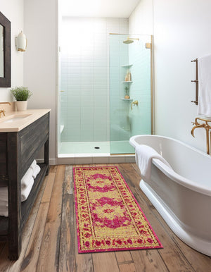 Pink 2' 2 x 6' 9 Medici Runner Area Rug 100% Polypropylene Traditional Vintage Classic Carpet for Home Interior Design Decor for Sale at Rug Engine