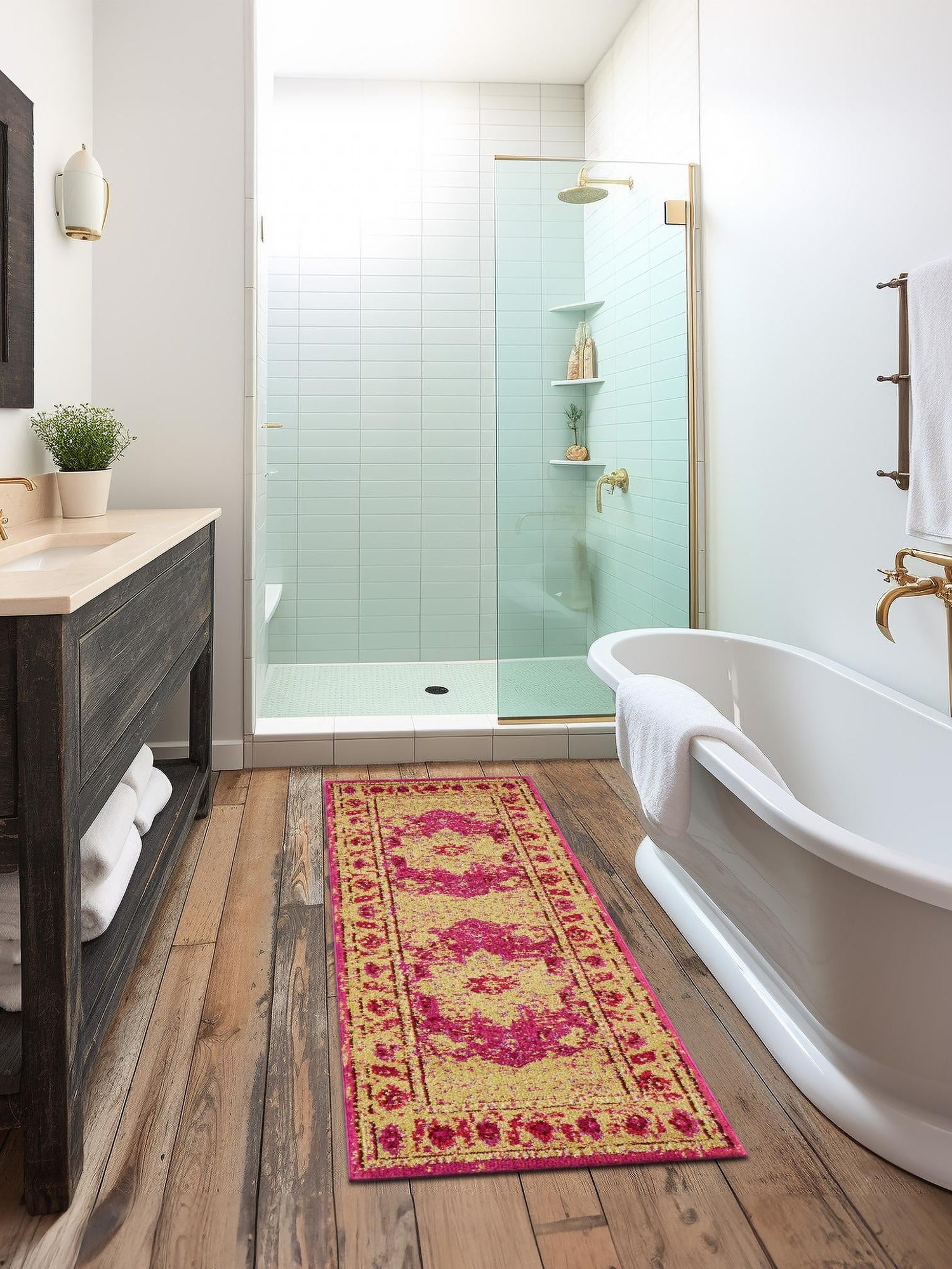 Pink 2' 7 x 10' Medici Runner Area Rug 100% Polypropylene Traditional Vintage Classic Carpet for Home Interior Design Decor for Sale at Rug Engine