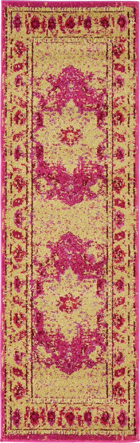 Pink 2' 2 x 6' 9 Medici Runner Area Rug 100% Polypropylene Traditional Vintage Classic Carpet for Home Interior Design Decor for Sale at Rug Engine