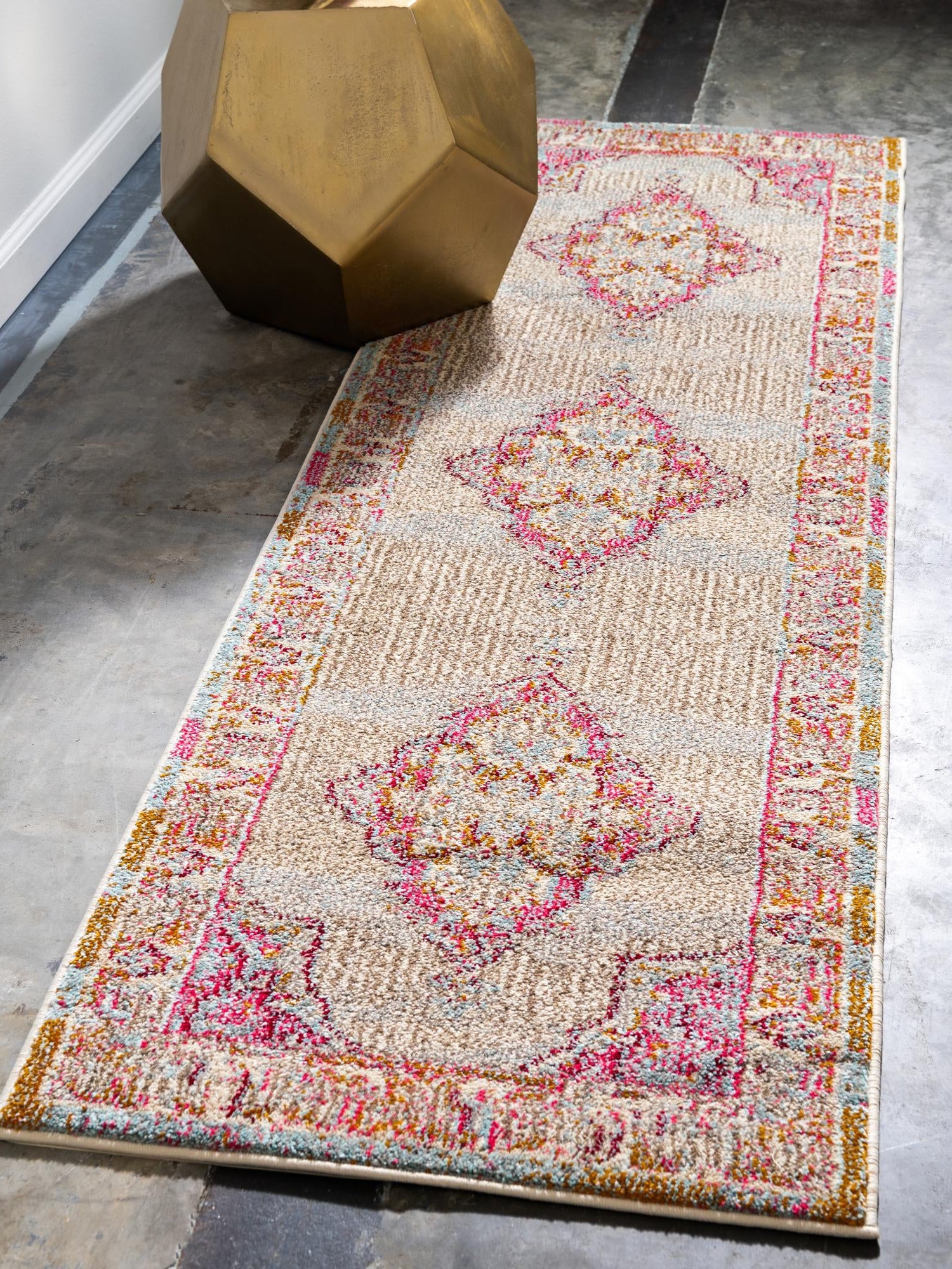 Light Blue 2' 7 x 10' Medici Runner Area Rug 100% Polypropylene Traditional Vintage Classic Carpet for Home Interior Design Decor for Sale at Rug Engine