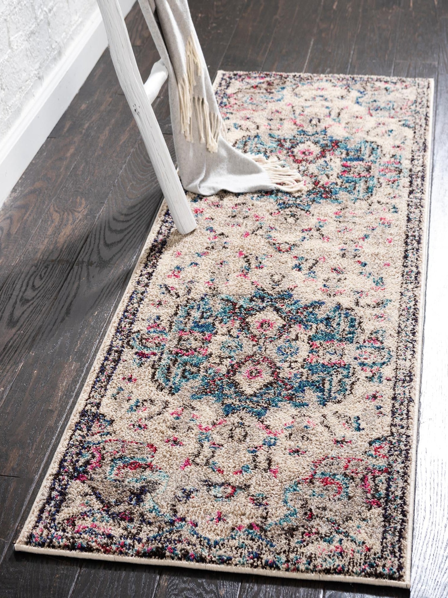 Beige 2' 7 x 10' Medici Runner Area Rug 100% Polypropylene Traditional Vintage Classic Carpet for Home Interior Design Decor for Sale at Rug Engine