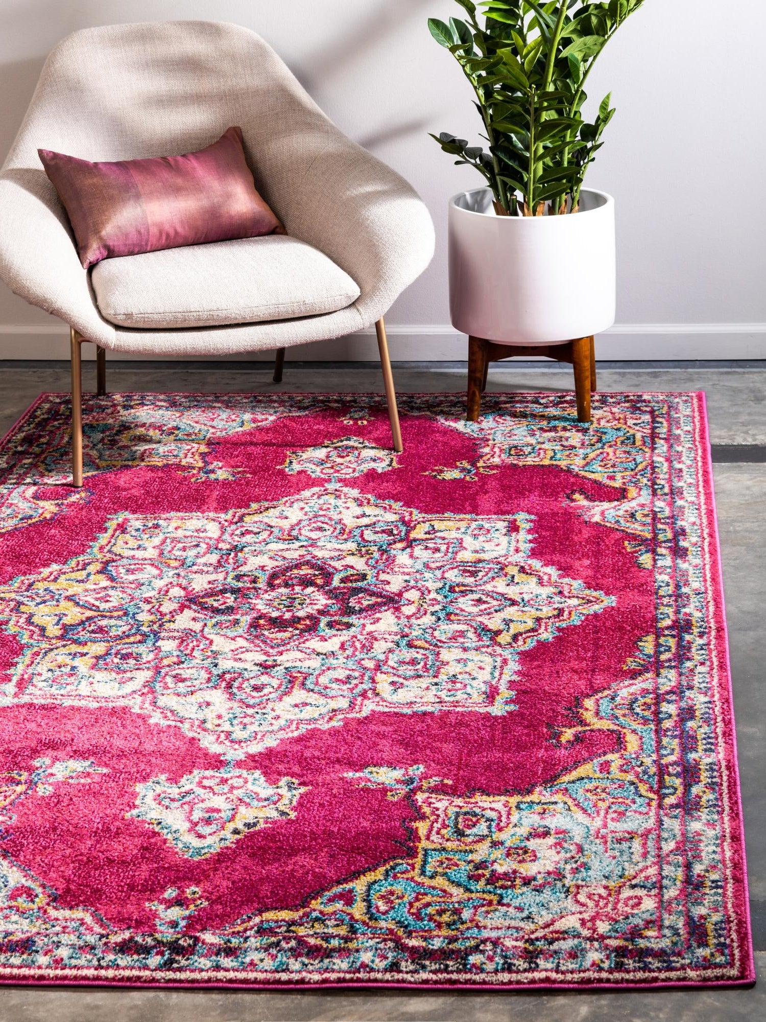 Pink 3' 3 x 5' 3 Medici Rectangle Area Rug 100% Polypropylene Traditional Vintage Classic Carpet for Home Interior Design Decor for Sale at Rug Engine