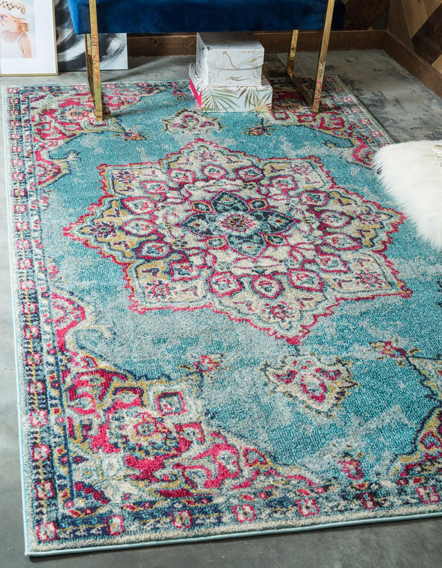 Light Blue 5' 1 x 8' Medici Rectangle Rug