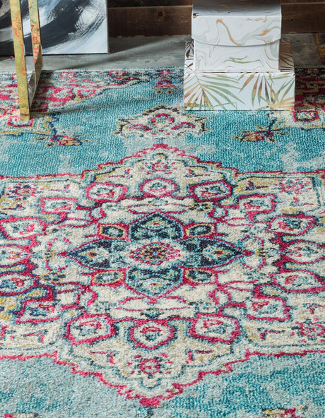 Light Blue 5' 1 x 8' Medici Rectangle Area Rug 100% Polypropylene Traditional Vintage Classic Carpet for Home Interior Design Decor for Sale at Rug Engine