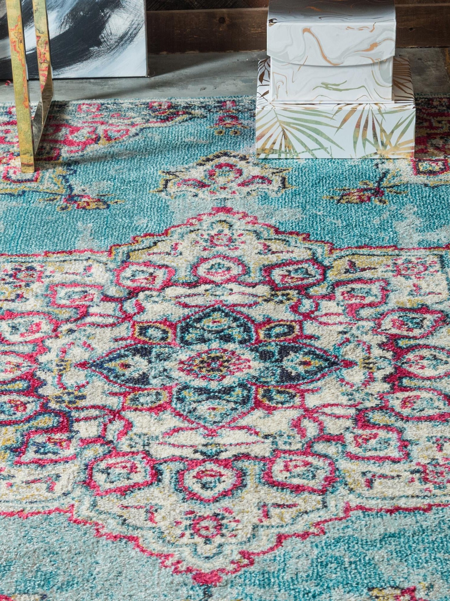 Light Blue 3' 3 x 5' 3 Medici Rectangle Area Rug 100% Polypropylene Traditional Vintage Classic Carpet for Home Interior Design Decor for Sale at Rug Engine